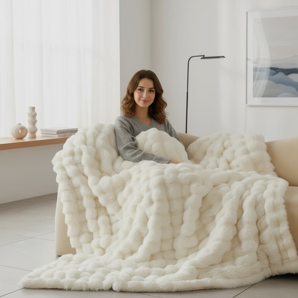 Plushpuff Faux Fur Blanket-Snow White