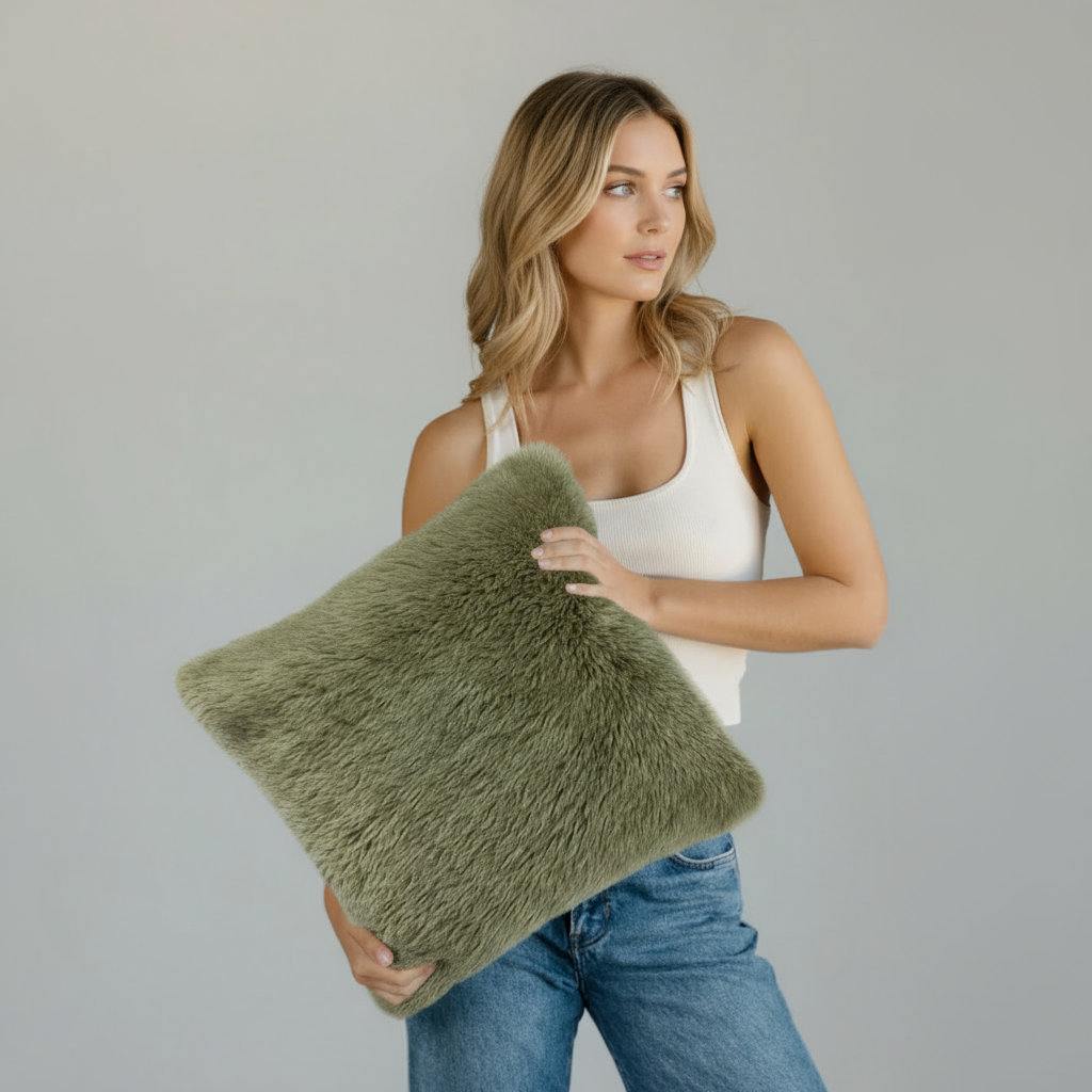 Puff Pillow-Olive green